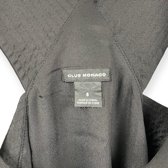 Club Monaco Rosan 100% Silk Black Side Banded Sleeveless Trapeze Dress Size 8 - Picture 5 of 8